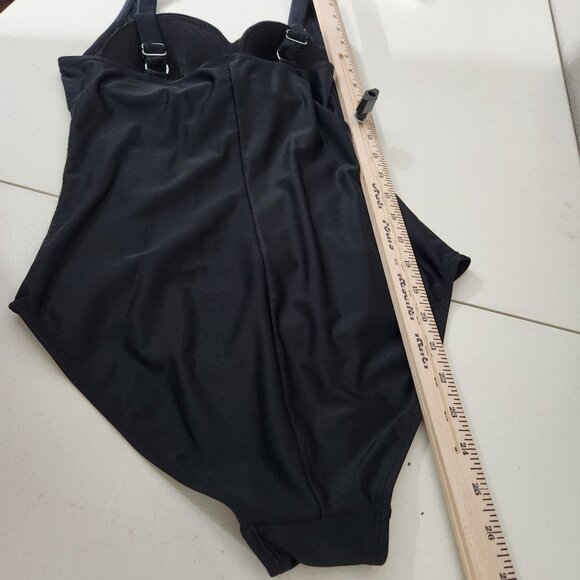 Firpearl Swimsuit Womens size 8 One Piece Black RuchedAdjustable Straps Underwir - Picture 6 of 10